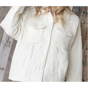 Bucket List Jacket Women's S Antique White Ivory Quilted Oversized